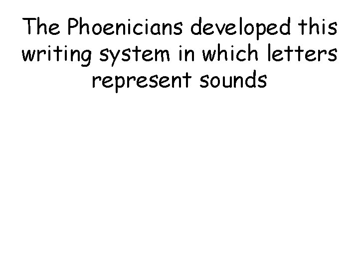 The Phoenicians developed this writing system in which letters represent sounds 