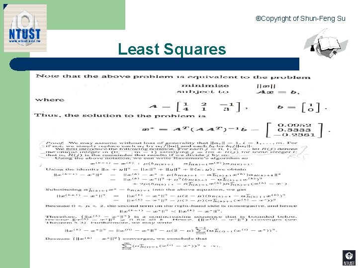 ®Copyright of Shun-Feng Su Least Squares 15 