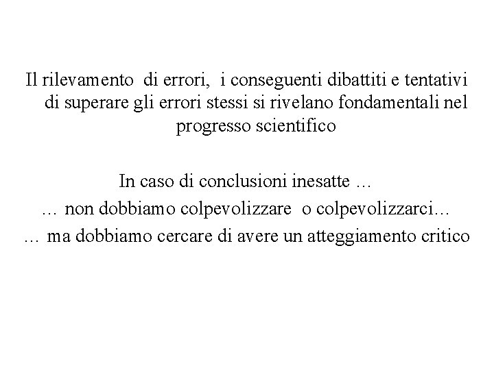 Il rilevamento di errori, i conseguenti dibattiti e tentativi di superare gli errori stessi