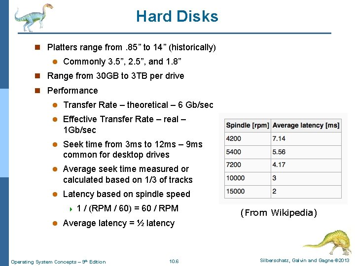 Hard Disks n Platters range from. 85” to 14” (historically) l Commonly 3. 5”, Hard Disks n Platters range from. 85” to 14” (historically) l Commonly 3. 5”,