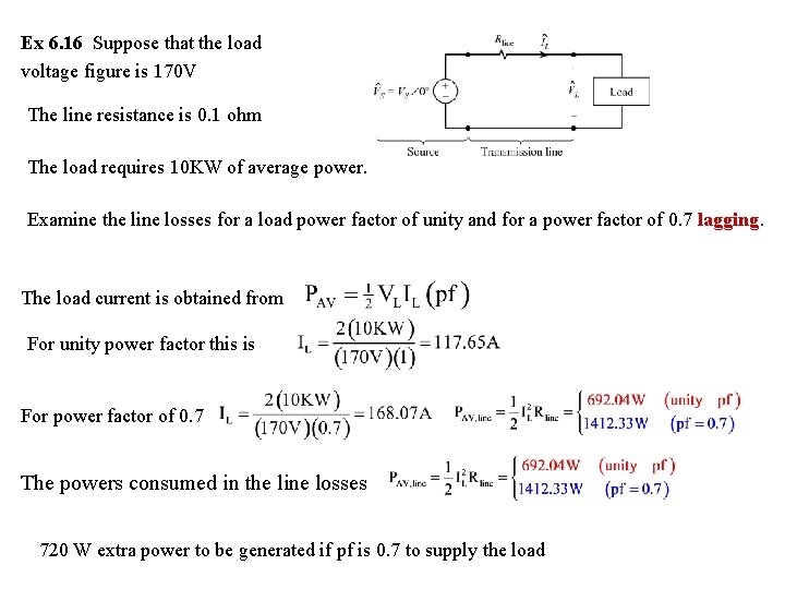 Ex 6. 16 Suppose that the load voltage figure is 170 V The line