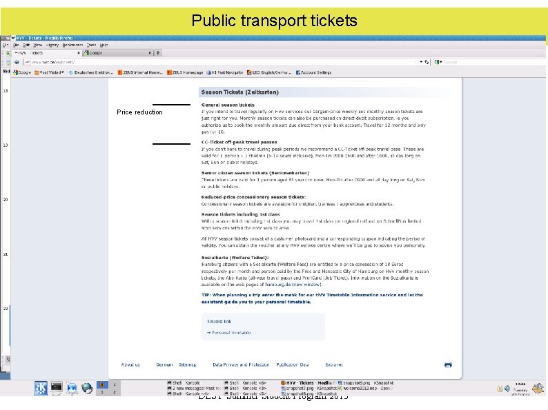 Public transport tickets Price reduction DESY Summer Student Program 2013 