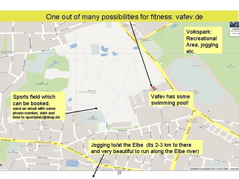 One out of many possibilities for fitness: vafev. de Volkspark: Recreational Area, jogging etc.