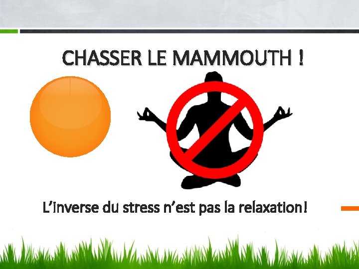 CHASSER LE MAMMOUTH ! L’inverse du stress n’est pas la relaxation! 