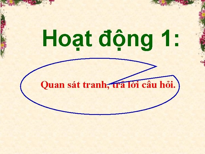 Hoạt động 1: Quan sát tranh, trả lời câu hỏi. 