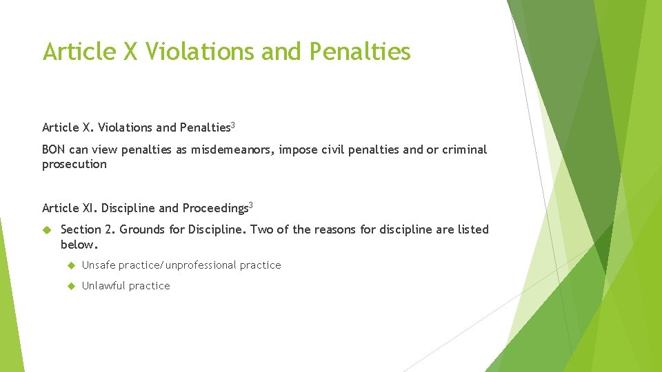 Article X Violations and Penalties Article X. Violations and Penalties 3 BON can view