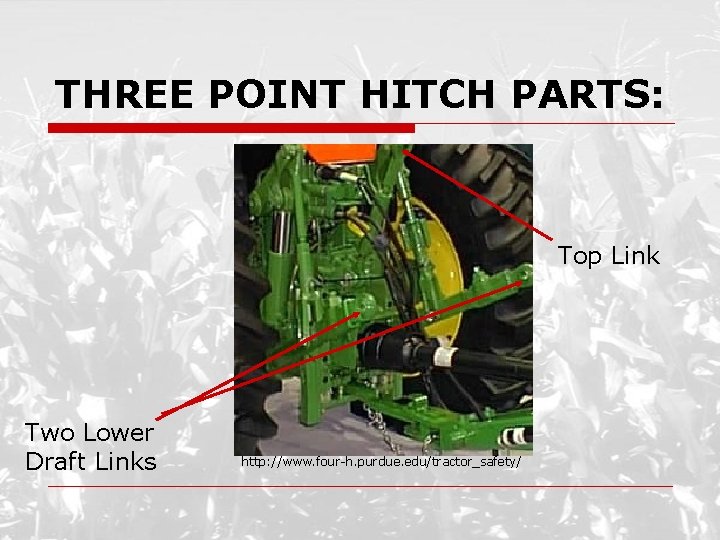 THREE POINT HITCH PARTS: Top Link Two Lower Draft Links http: //www. four-h. purdue.
