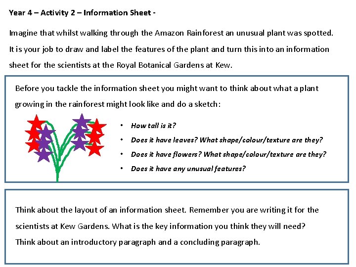 Year 4 – Activity 2 – Information Sheet Imagine that whilst walking through the