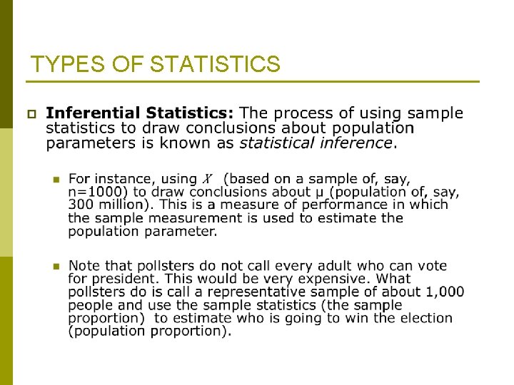 TYPES OF STATISTICS 