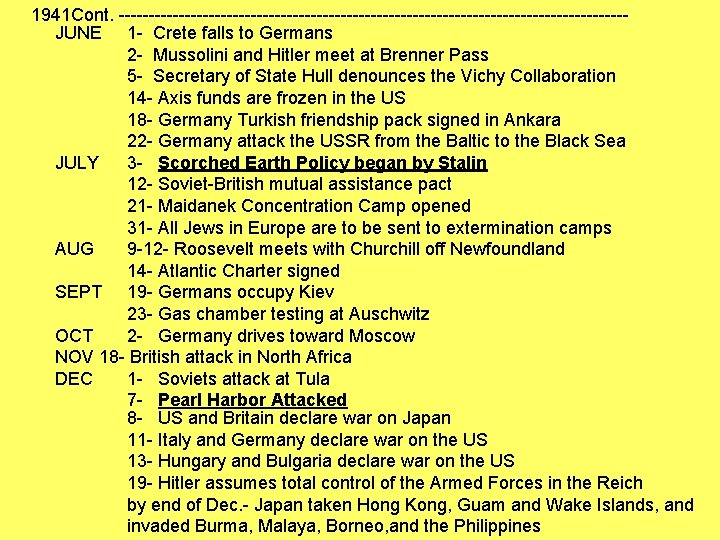 1941 Cont. ------------------------------------------JUNE 1 - Crete falls to Germans 2 - Mussolini and Hitler 1941 Cont. ------------------------------------------JUNE 1 - Crete falls to Germans 2 - Mussolini and Hitler