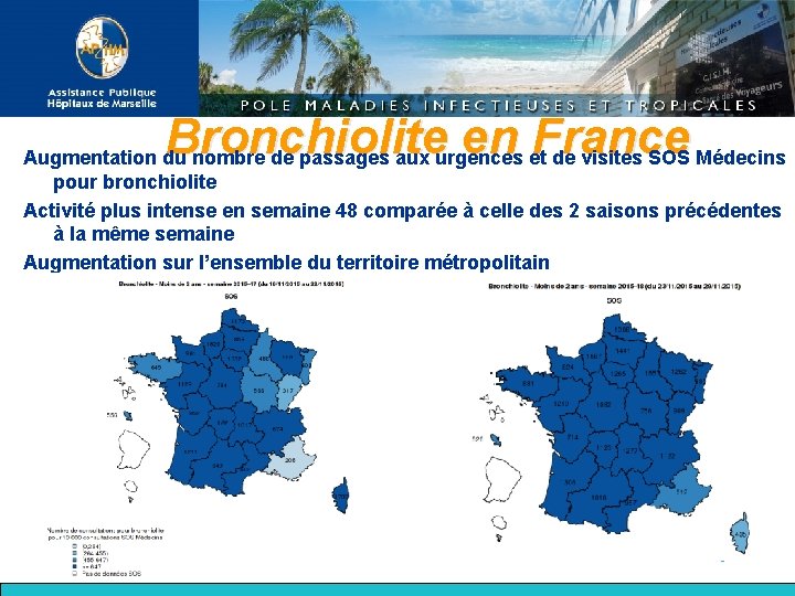 Bronchiolite en France Augmentation du nombre de passages aux urgences et de visites SOS