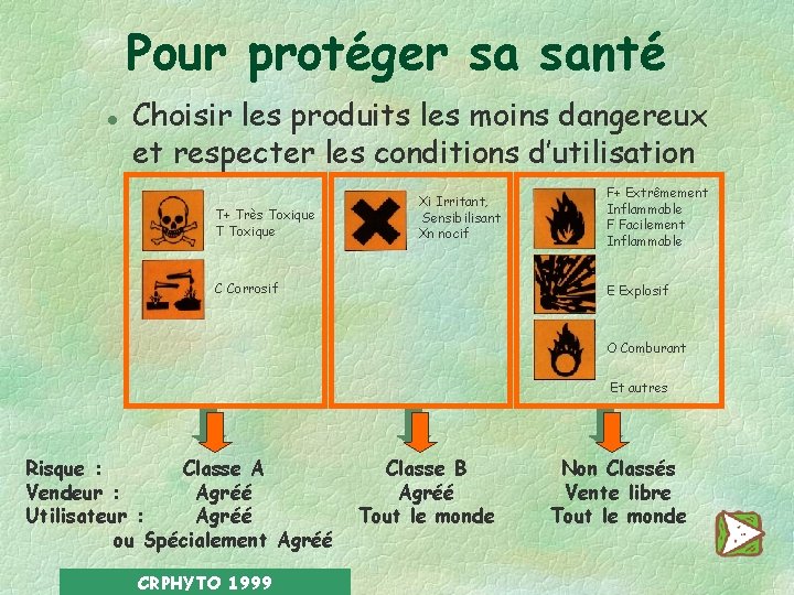 Pour protéger sa santé l Choisir les produits les moins dangereux et respecter les