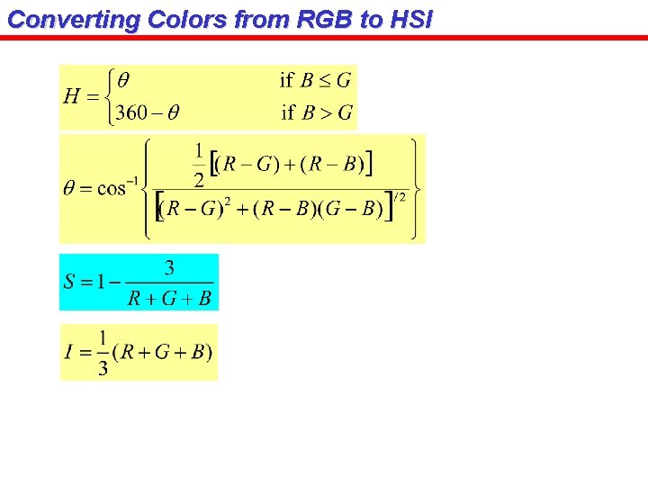 Converting Colors from RGB to HSI 