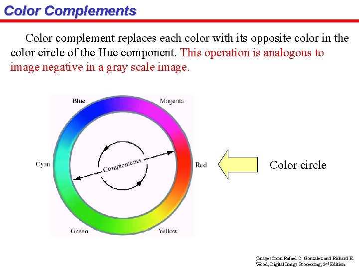 Color Complements Color complement replaces each color with its opposite color in the color