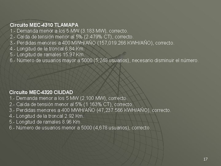 Circuito MEC-4310 TLAMAPA 1. - Demanda menor a los 5 MW (3. 183 MW),