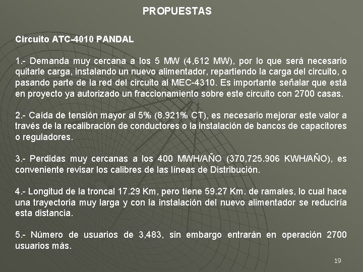 PROPUESTAS Circuito ATC-4010 PANDAL 1. - Demanda muy cercana a los 5 MW (4,