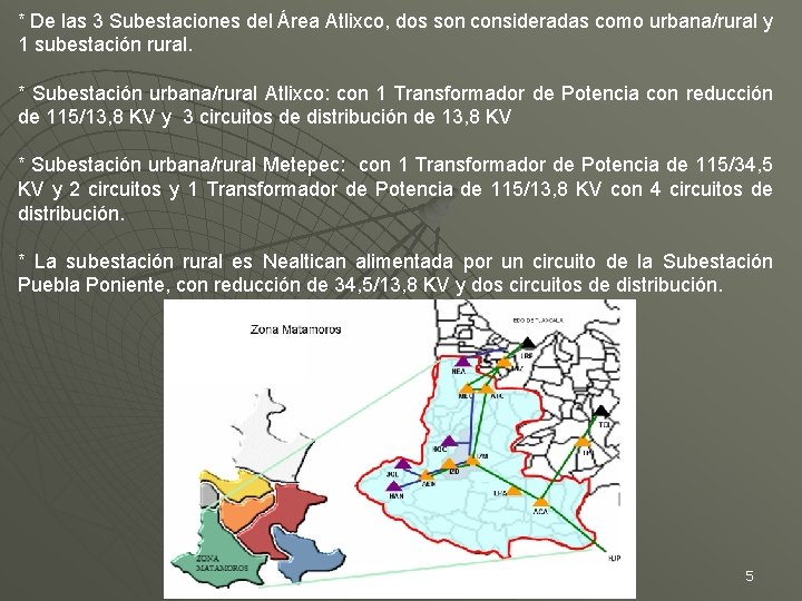 * De las 3 Subestaciones del Área Atlixco, dos son consideradas como urbana/rural y