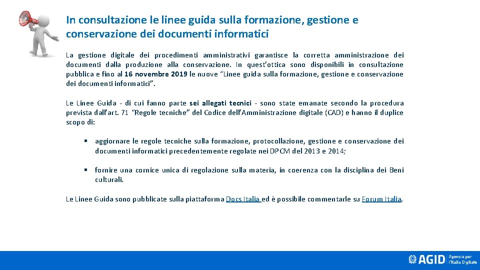 In consultazione le linee guida sulla formazione, gestione e conservazione dei documenti informatici La