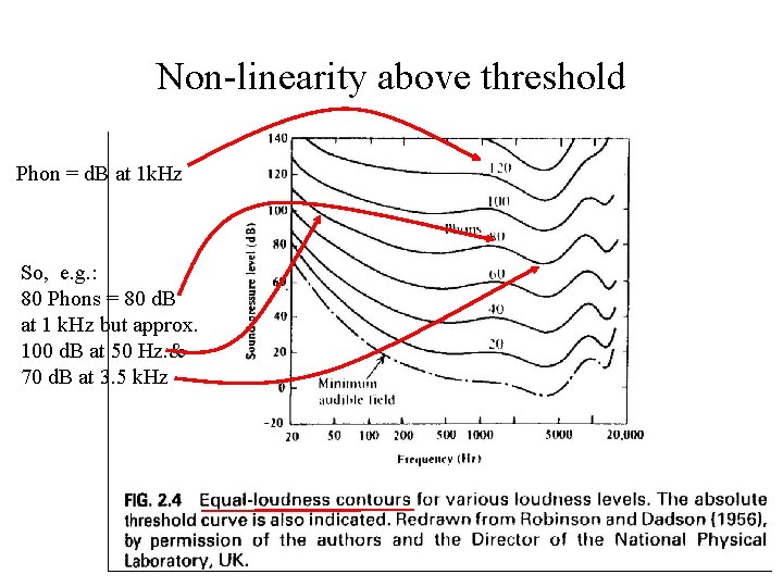 Non-linearity above threshold Phon = d. B at 1 k. Hz So, e. g.