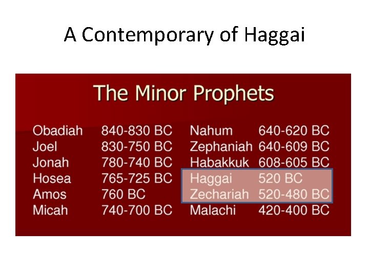 A Contemporary of Haggai 