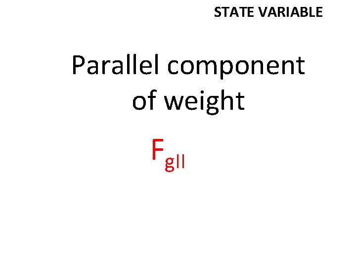 STATE VARIABLE Parallel component of weight Fg. II 