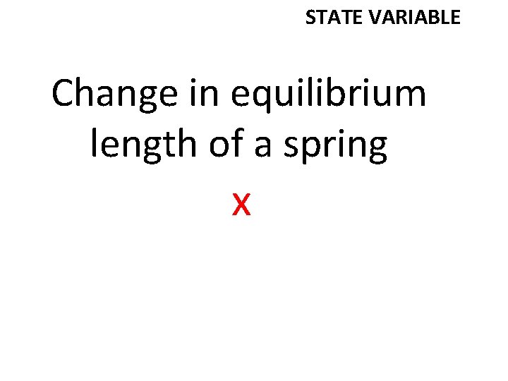 STATE VARIABLE Change in equilibrium length of a spring x 