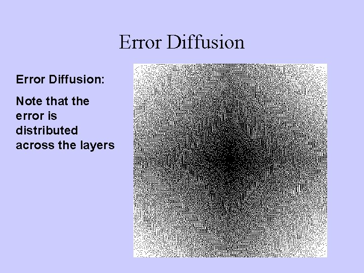 Error Diffusion: Note that the error is distributed across the layers 