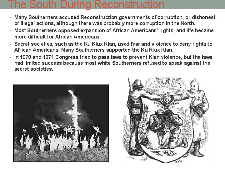 RECONSTRUCTION 1865 1876 Reconstruction The Civil War devastated