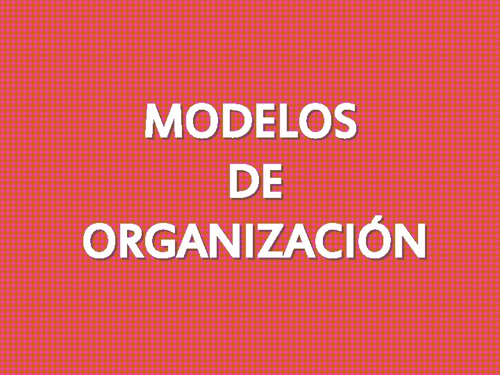 MODELOS DE ORGANIZACIÓN 