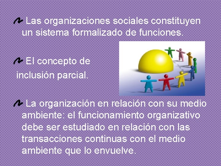 Las organizaciones sociales constituyen un sistema formalizado de funciones. El concepto de inclusión parcial.