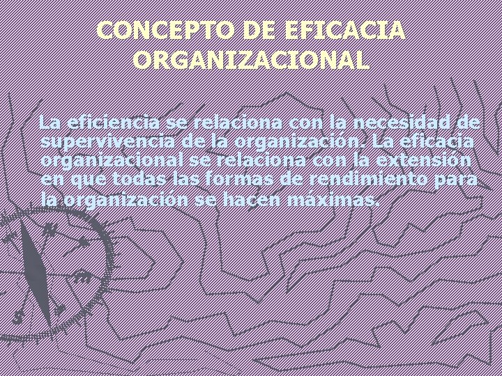 CONCEPTO DE EFICACIA ORGANIZACIONAL La eficiencia se relaciona con la necesidad de supervivencia de