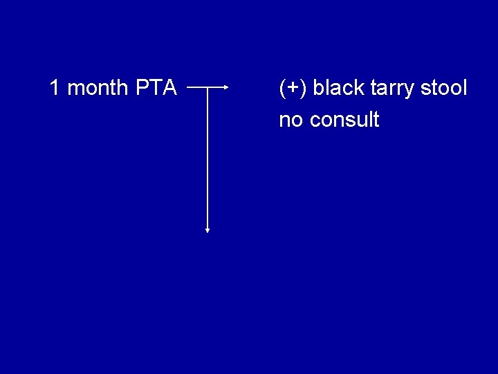 1 month PTA (+) black tarry stool no consult 