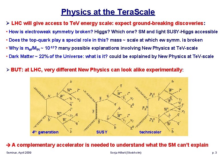 Physics at the Tera. Scale Ø LHC will give access to Te. V energy