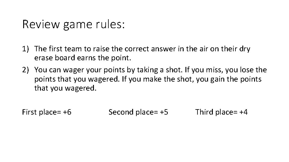 Review game rules: 1) The first team to raise the correct answer in the