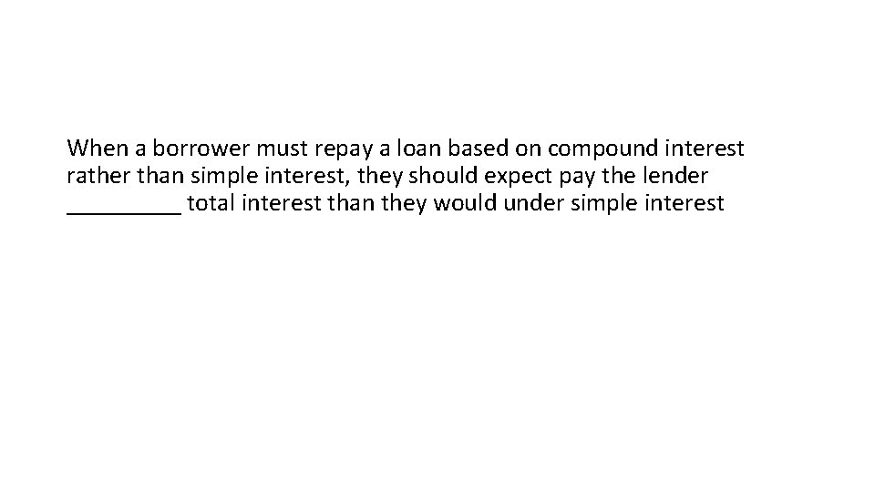 When a borrower must repay a loan based on compound interest rather than simple