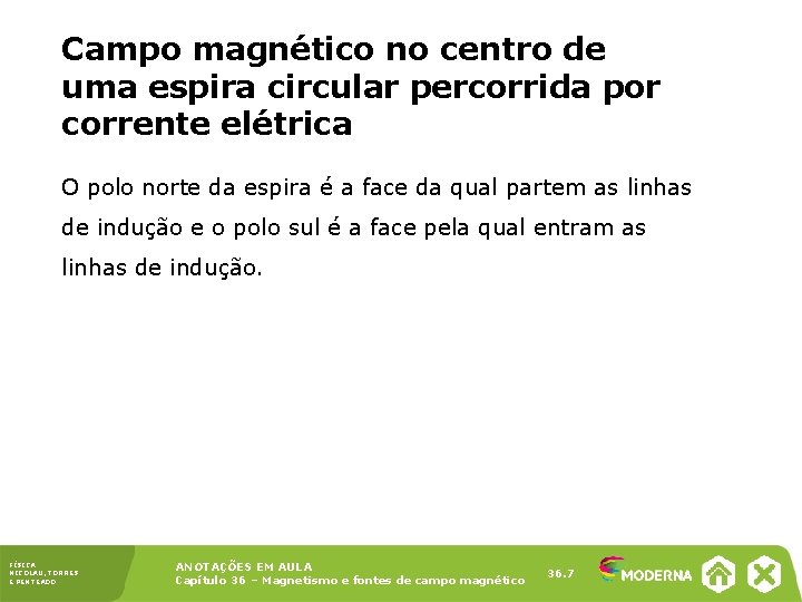 Campo magnético no centro de uma espira circular percorrida por corrente elétrica O polo