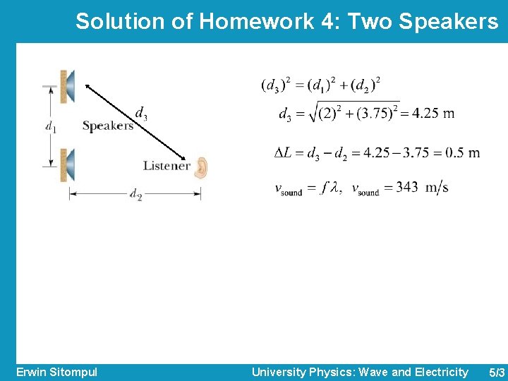 Solution of Homework 4: Two Speakers Erwin Sitompul University Physics: Wave and Electricity 5/3