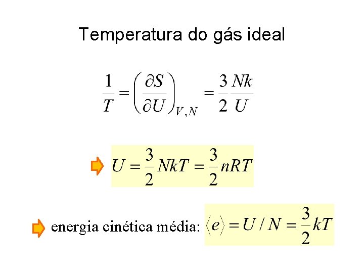 Temperatura do gás ideal energia cinética média: 