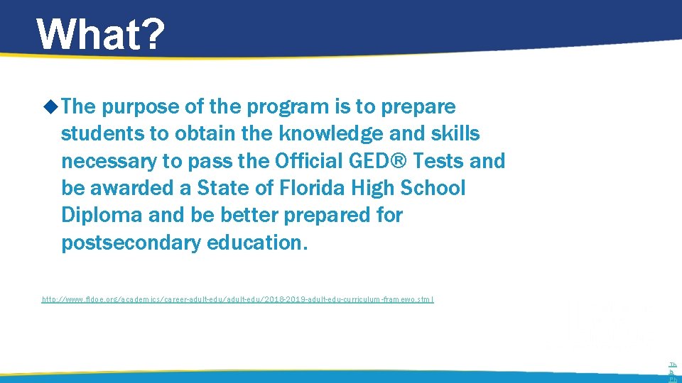 What? The purpose of the program is to prepare students to obtain the knowledge