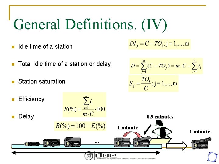 General Definitions. (IV) n Idle time of a station n Total idle time of