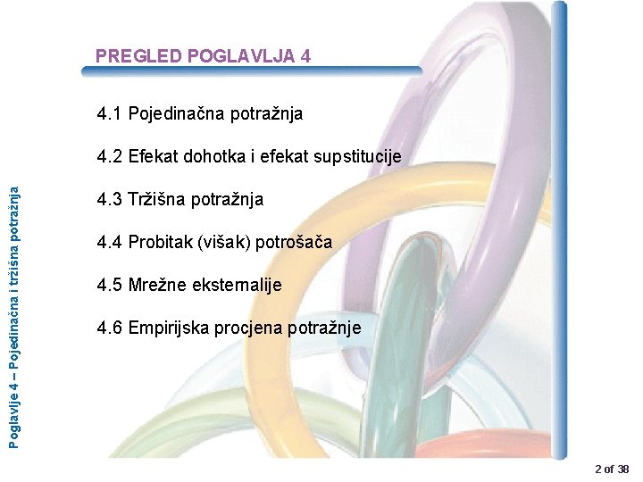 PREGLED POGLAVLJA 4 4. 1 Pojedinačna potražnja Poglavlje 4 – Pojedinačna i tržišna potražnja