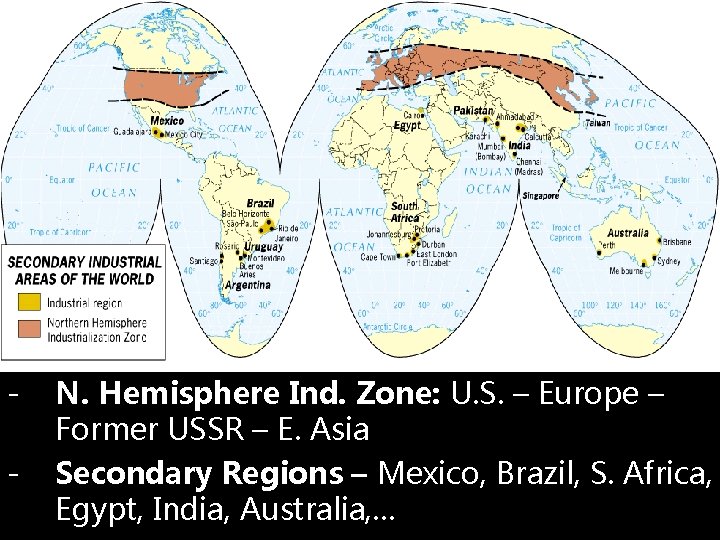 - N. Hemisphere Ind. Zone: U. S. – Europe – Former USSR – E.