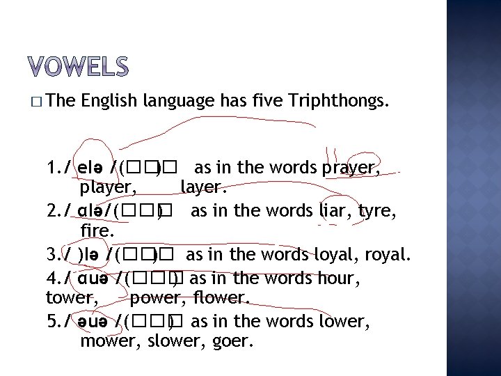 � The English language has five Triphthongs. 1. / еІә /(��� ) as in