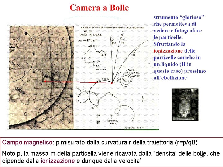 Campo magnetico: p misurato dalla curvatura r della traiettoria (r=p/q. B) Noto p, la