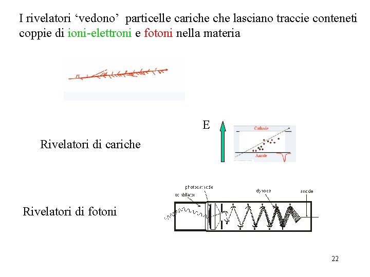 I rivelatori ‘vedono’ particelle cariche lasciano traccie conteneti coppie di ioni-elettroni e fotoni nella