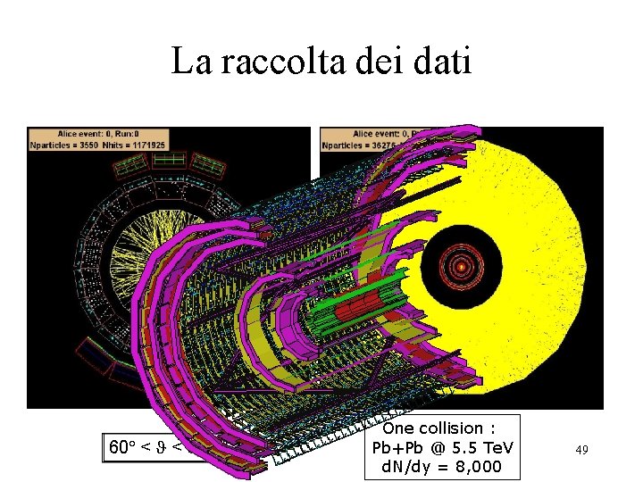 La raccolta dei dati 60 < < 62 One collision : Pb+Pb @ 5.