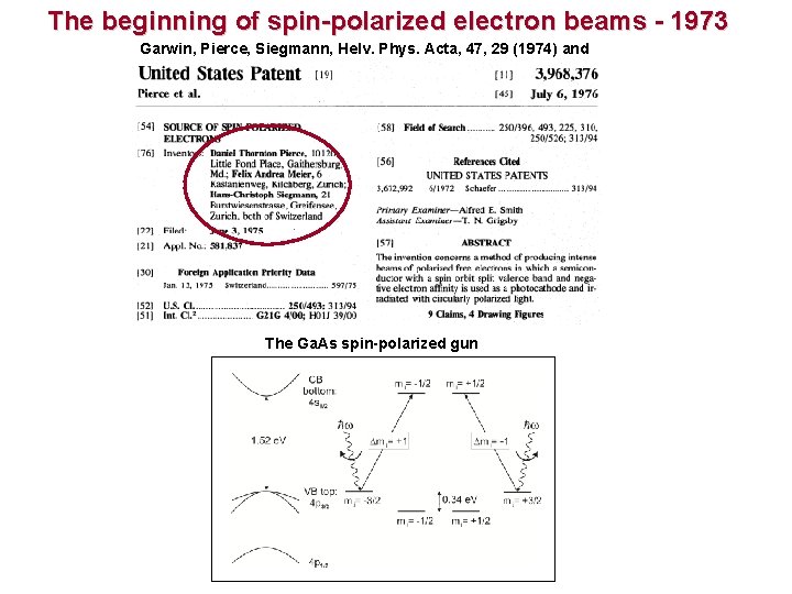 The beginning of spin-polarized electron beams - 1973 Garwin, Pierce, Siegmann, Helv. Phys. Acta,