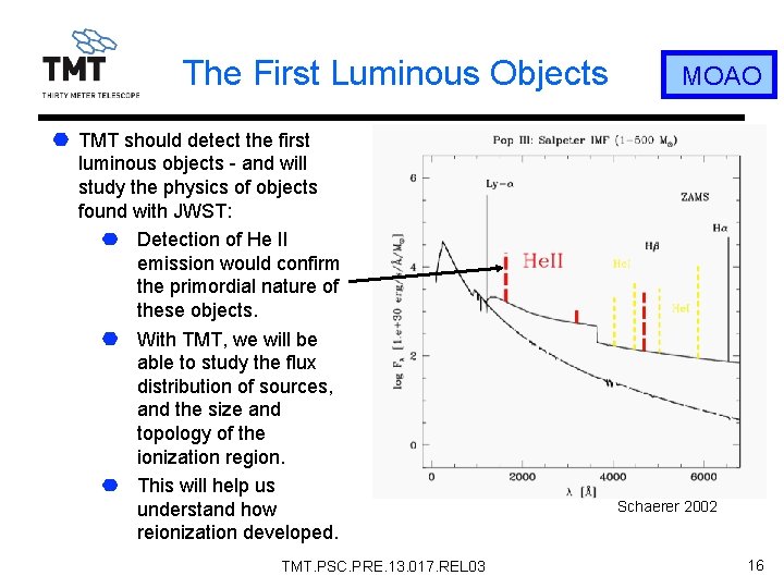 The First Luminous Objects TMT should detect the first luminous objects - and will