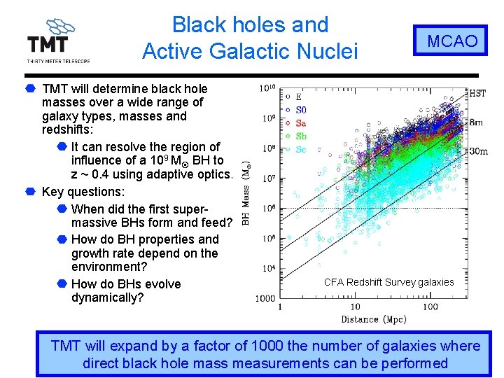 Black holes and Active Galactic Nuclei TMT will determine black hole masses over a