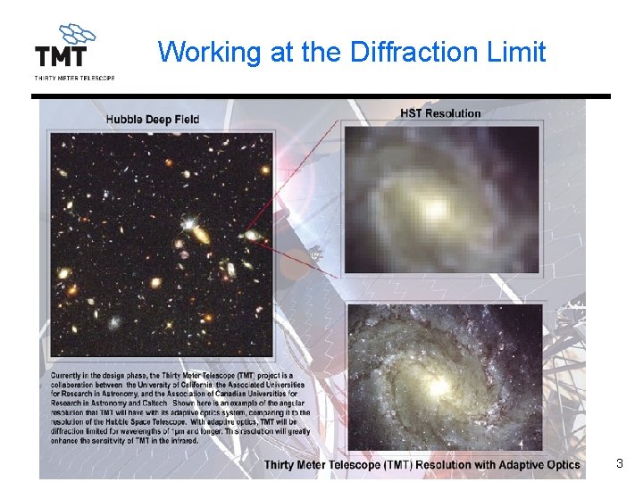 Working at the Diffraction Limit TMT. PSC. PRE. 13. 017. REL 03 3 